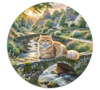 Anglais Short Gold Gradual Layer Chat Casse-tête De 1000 Pièces Ronds pour Adultes Animaux Chats DIY Unique Créatif Jeux De Défi Uniques 1000pcs (67.5x67.5cm)