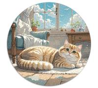 Anglais Short Gold Gradual Layer Chat Casse-tête De 1000 Pièces Ronds pour Adultes Et Enfants Animaux Chats Bricolage Décoration Difficile Impossible Classiques Décompression 1000pcs (67.5x67.5cm)