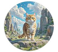 Anglais Short Gold Gradual Layer Chat Circulaire Puzzle 1000 Pièces pour Adultes Animaux Chats Bricolage Décoration Unique Qualité SupérieureJeux De Défi Uniques 1000pcs (67.5x67.5cm)