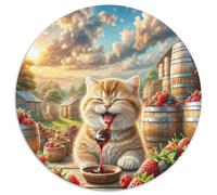 Anglais Short Gold Gradual Layer Chat Puzzle Rond De 1000 Pièces pour Adultes 14+ Animaux Chats Moderne Jeu Difficile Impossible Qualité Supérieure Décompression 1000pcs (67.5x67.5cm)