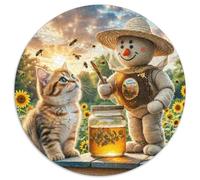 Anglais Short Gold Gradual Layer Chat Puzzle Rond De 1000 Pièces pour Enfants Animaux Chats DIY Difficile Impossible Créatif Jeux De Défi Uniques 1000pcs (67.5x67.5cm)