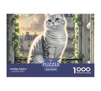 Anglais Short Silver Gradual Layer 1000 Pièces Puzzles pour Adultes Et Enfants Animal Chat Qualité Supérieure Défi Jouets Activité Familiale Parfaite Détente Collection 70x50cm/1000pcs
