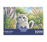 Anglais Short Silver Gradual Layer 1000 Pièces Puzzles pour Adultes Et Enfants Animal Chat Qualité Supérieure Défi Jouets Activité Familiale Parfaite Détente Collection 38x26cm/1000pcs