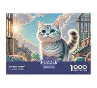 Anglais Short Silver Gradual Layer Puzzles 1000 Pièces pour Adultes Et Enfants sur Le Thème De Animal Chat Premium Quality Jeu Éducatif Loisir Détente Collection 70x50cm/1000pcs