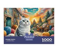 Anglais Short Silver Gradual Layer Puzzles 1000 Pièces pour Adultes sur Le Thème De Animal Chat Premium Quality Défi Jouets Activité Familiale Parfaite Jeu Relaxant 70x50cm/1000pcs
