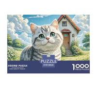 Anglais Short Silver Gradual Layer Puzzles 1000 Pièces pour Adultes sur Le Thème De Animal Chat Qualité Supérieure Défi Jouets Loisir Détente Collection 38x26cm/1000pcs