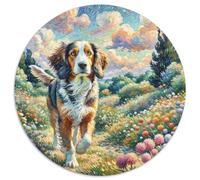 Anglais Springer Spaniel1Jigsaw Puzzle 1000 Pieces for Adults Round Fleur ClusterCreative Challenging Family Decorations1000pcs (67.5x67.5cm)
