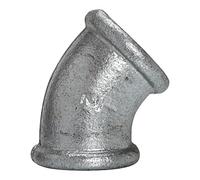 Angle 120, 45°, IG/IG, Rp 3/4, température de fonctionnement -20 °C à 300 °C, fonte de températures noire, galvanisée à chaud, DIN EN 10242.