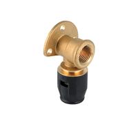 Angle de raccordement PushFit 90 16 mm x 1/2" IG, 52 mm, laiton