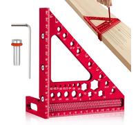 Angle d'onglet 3D avec butée, angle d'onglet 3D multifonctionnel 22,5 à 90 °, outil de mesure de mise en page en alliage d'aluminium, outils de mesure pour menuiserie, ingénieur, rouge