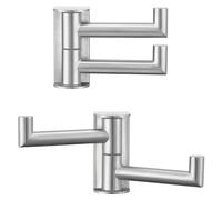 Angle Simple Lot de 2 crochets pivotants doubles en acier inoxydable 304 nickel brossé pour peignoir de salle de bain