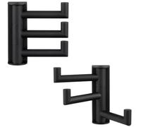 Angle Simple Lot de 2 crochets pivotants pour salle de bain, en acier inoxydable SUS 304, pliables à 3 bras, pour peignoir, noir mat