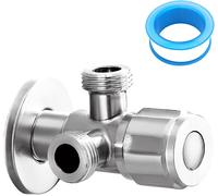 Angle Valve 1/2"" with Raw Belt,Self-Sealing Angle Regulating Valve with Two Outlets 1/2"" Water Connection,for Faucets,Washbasins,Kitchen,Bathroom