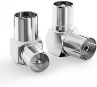 Angled 90 Male to Female Right Angle Antenna Adapter (IEC/PAL) RF Connector for TV, TNT, DVB-T DVB-T2 HD, Satellite Cables, Pack of 2