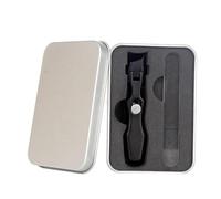 Angled Fingernail Clipper, Stainless Steel Metal Box Glass File | 3.93x2.75x0.78in Clipper for Thick Nails for , Parent, Boyfriend