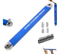 anglefix pro outil extension décalée,Pro Zero Offset Extension Wrench,wrench Extender,15 Inch Multifunctional Extension with 1/4", 3/8",Square Drive Adapters,Best Impact Offset For Tight Space