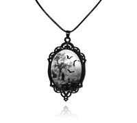 ANGLEQUEEN Collier de sorcière gothique Victoria en relief - Collier vintage chauve-souris, fantôme, corbeau, sorcière, collier ras du cou pour Halloween, gothique, vampire, accessoires de cosplay