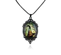 ANGLEQUEEN Collier de sorcière gothique Victoria en relief - Collier vintage chauve-souris, fantôme, corbeau, sorcière, collier ras du cou pour Halloween, gothique, vampire, accessoires de cosplay