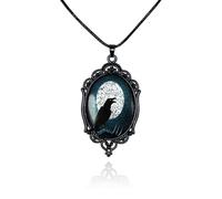 ANGLEQUEEN Collier de sorcière gothique Victoria en relief - Collier vintage chauve-souris, fantôme, corbeau, sorcière, collier ras du cou pour Halloween, gothique, vampire, accessoires de cosplay