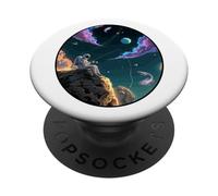 Angler Astronaute Space Fisherman Universe Alone Dream PopSockets PopGrip Adhésif