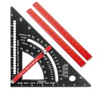 Angles triangulaires de menuiserie adaptables en alliage d'aluminium carré | Gadget de mesure pour le travail du bois Règle de vérification des niveaux Guide de scie 7. 56 Noir