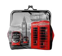 Angleterre Royaume-Uni Londres Téléphone Imprimer Petit Porte-Monnaie Kiss-Lock Pochette en Cuir Changer Portefeuille Cadeaux pour Hommes Femmes