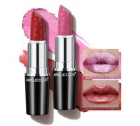 Anglicolor Métallique Briller Rouge A Levre,Rouge A Levres Pailleté À Haut Pigment Sculpted Craft,Rouge À Levre Texture Crémeuse,Rouge À Lèvres Longue Tenue Hydratante (12+15, 8g)