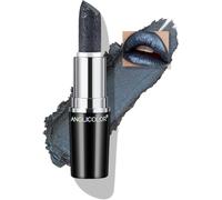 Anglicolor Rouge A Levre Noir Pailleté,Formule Crémeuse Hydratante | Rouge à Lèvres Maquillage Halloween,Fondante & Léger,Glitter Black Lipstick,Très pigmenté - Haute couvrance (08 MYSTICISM)