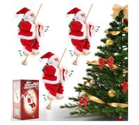 AngloCrate Père Noël musical grimpant en corde, Père Noël grimpant sur corde, figurine mobile grimpante sur perles, décoration de Noël, pour arbres de Noël, fenêtre, décoration d'intérieur (3 pièces)