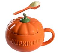 Angoily 1 Ensemble Créatif De Citrouille D'halloween Mignonne Tasse à Café En Céramique De Citrouille Tasse De Soupe Au Lait Avec Couvercle Cuillère Pour Enfants Femmes Hommes Fournitures De Fête
