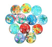 Angoily 1 Jeu Patches Verre Rond Pour Fabrication De Bijoux Diy Accessoires De Décoration Fleurs Verre 12 Pièces
