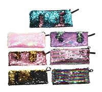 Angoily 1 Jeu Trousse À Crayons Sirène avec Paillettes Colorées Et Sac De Rangement Scolaire Pratique pour Élèves Accessoire De Bureau Créatif Et 7 Pièces