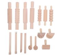 Angoily 1 lot de 16 outils en bois pour argile - Outils de poterie en bois pour enfants avec tampons, rouleau à pâte - Tampon de moulage en argile pour l'art, le bricolage, le jouet Montessori
