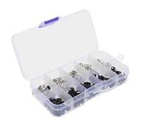 Angoily 1 lot de boutons-pression en métal : attaches pour tissu en 4 tailles - Fermoirs à pression cachés à coudre noir/argent pour coudre des vêtements, 7,5/8,5/10/12 mm