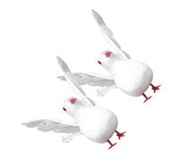 Angoily 1 Paire de Colombes Décoratives Artificielles en Mousse et Plastique Plumage Réaliste Figurines d'oiseaux Blanches pour Décoration de Jardin Pelouse et Événements