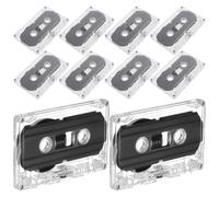 Angoily 10 Pièces Cassette Audio Vierge 60, Plastique Noir, Rétro | Compatibilité Plupart des Lecteurs Classiques, Boîtier Rigide Transparent Inclus, Projets Créatifs et Diffusion