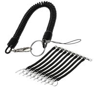 Angoily 10 Pièces Porte-clés Mousqueton Lobster à Ressort Extensible en Acier Inoxydable Cordon Spiralé Noir Anti-Perte et Retour Automatique pour Activités Extérieures et Chasse