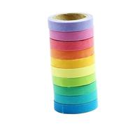 Angoily 10 pièces Ruban Adhésif Washi Arc Ciel Couleurs Masking Tape Décoratif pour Scrapbooking DIY Ruban Masquage Pastel pour Albums Photos et Journaux Intimes