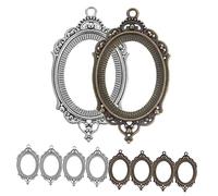 Angoily 10 Pièces Support De Fond En Dentelle Creuse Cadre Pendentif Collier Pendentifs Lunettes Pour La Fabrication De Bijoux Supports Facette Paramètres Bijoux De Bricolage Alliage