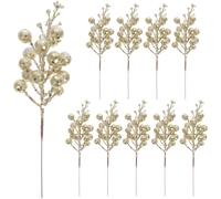 Angoily 10 Pièces Tige de Baie Artificielle Pailletée en Écume Couleur Or pour Décoration de Noël, Branche Artificielle pour Fête à Thème Hivernal et Décoration d'arbre