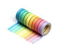Angoily 10 rouleaux Lot de Rubans Adhésifs Washi Colorés Arc Ciel Masking Tape Décoratif pour Scrapbooking DIY Décoration et
