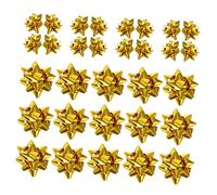 Angoily 100 Pièces décoration de Ruban Arc confettis en Aluminium Banderole Guirlande de Noël célibataire Mini nœuds de Noël Ruban de Curling fêtard Rideaux d'or l'animal de Compagnie Doré