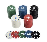 Angoily 100 Pièces Jetons de Jeu en Plastique Jetons de Poker en Plastique avec Boîte Transparente pour Jeu de Mahjong Apprentissage des Additions et Soustractions D'argenté