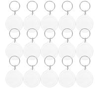 Angoily 100 Pièces Porte-clés Photo en Acrylique Circulaire Transparent Facile à Assembler pour Diy, Cadre Photo Vierge à Insérer pour Famille et Amis