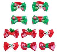 Angoily 10pcs Attaches à Cheveux de Noël pour Petites Filles Jolies Élastiques pour Coiffures Festives en Tissu Plusieurs styles