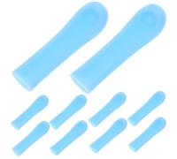 Angoily 10pcs Manchons en Silicone Doux pour L'extraction du Cérumen, Étui Pratique et Confortable pour Cuillère de Nettoyage des Oreilles Bleu