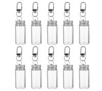 Angoily 10pièces Porte-clés Mini Fiole Verre Bouteille à Souhaits Transparente Flacons Décoratifs avec Couvercle Breloques Forme de Pots pour Sacs à Dos