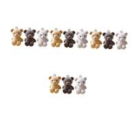 Angoily 12 Pièces Breloques Ours Kawaii Plastique Charms Bracelet et Boucle Oreille DIY Accessoires Créatifs pour Bijoux Couleurs Blanc et Beige