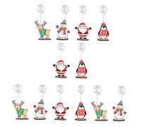 Angoily 12 Pièces Clips Mémo Noël Porte Noms Table Porte Cartes Visite Décoratif Stable pour Cartes de Visite et Photos Accessoires Bureau Festifs avec Motifs Père Noël Renne Bonhomme de