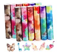 Angoily 12 Pièces Film de lettrage tie-dye chemises tasse vinyle de transfert de chaleur colorant assorti couleur petit tissu transfert de chaleur en vinyle tie-dye vinyle Unité centrale